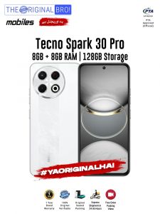 Tecno Spark 30 Pro - 8GB RAM - 128GB Storage - PTA Approved - 12 Months Warranty - White - The Original Bro Mobiles - TOB36